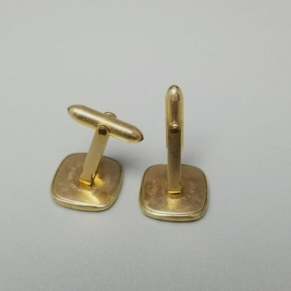 Vintage Square Shell Yellow Gold Filled Oval Cufflinks, Correct Dolan & Bullock - Picture 4 of 9
